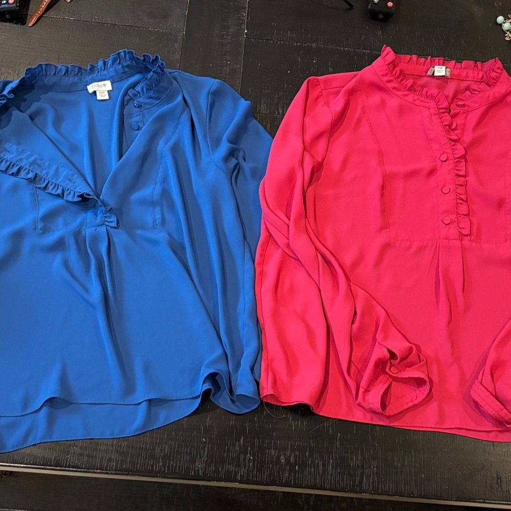 J. Crew Bundle Blue Pink Blouse 10/10P